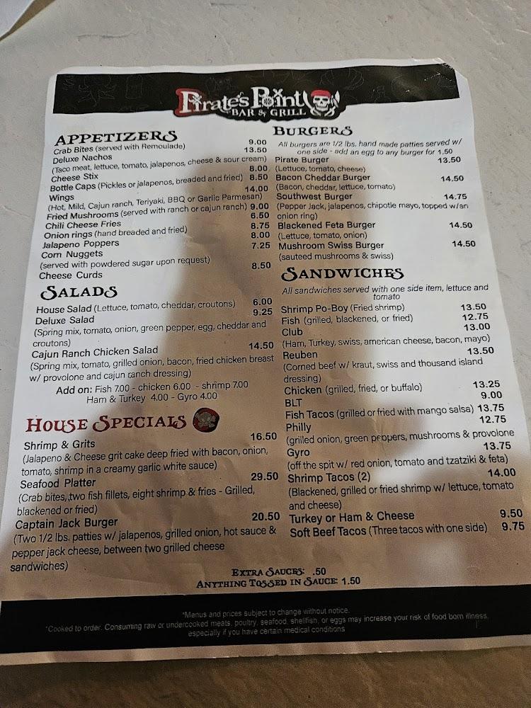Pirate's Point Bar & Grill Menu image 1